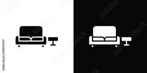 Lounge icon black flat pictogram. For graphic and web design.