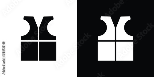 Lifejacket icon black flat pictogram. For graphic and web design.