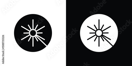 Laser beam icon black flat pictogram. For graphic and web design.