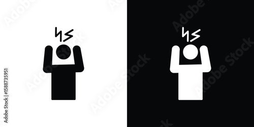 Irritated human icon black flat pictogram. For graphic and web design.