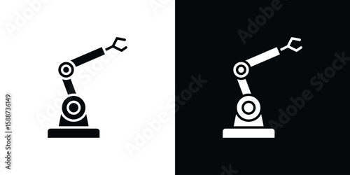 Industrial robot icon black flat pictogram. For graphic and web design.