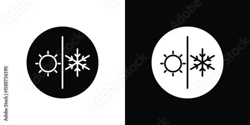 Hot and cold icon black flat pictogram. For graphic and web design.