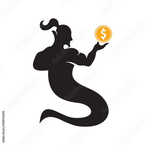 Genie Dollar Logo vector illustration. Genie-Inspired Financial Vector Design.