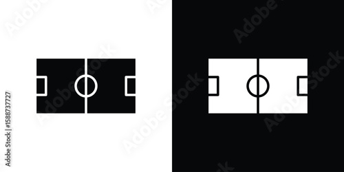 Football field icon black flat pictogram. For graphic and web design.