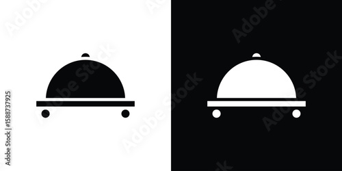 Food delivery icon black flat pictogram. For graphic and web design.
