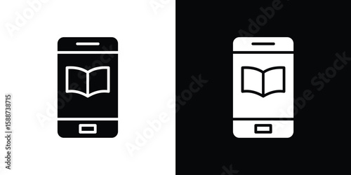 Ebook icon black flat pictogram. For graphic and web design.