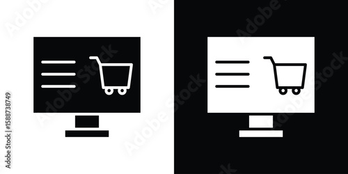 E commerce platform icon black flat pictogram. For graphic and web design.