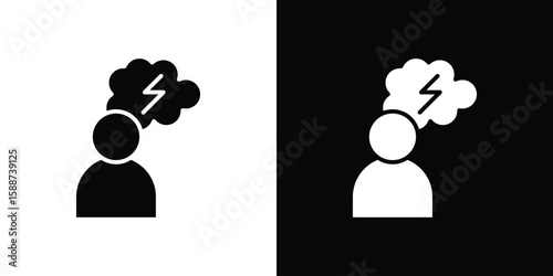 Depression icon black flat pictogram. For graphic and web design.