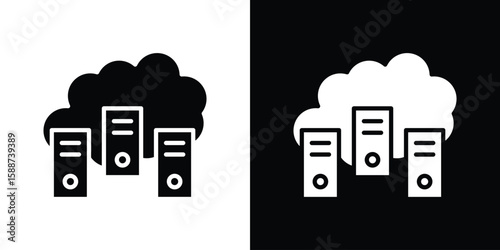 Data center icon black flat pictogram. For graphic and web design.