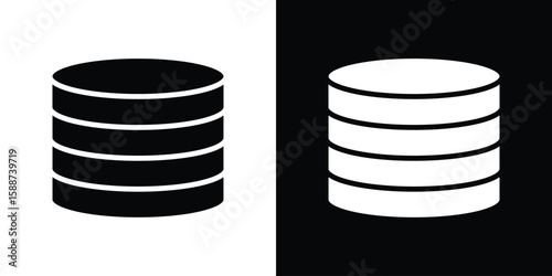 Cylinder database icon black flat pictogram. For graphic and web design.