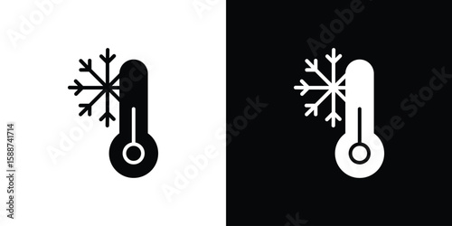 Cold icon black flat pictogram. For graphic and web design.