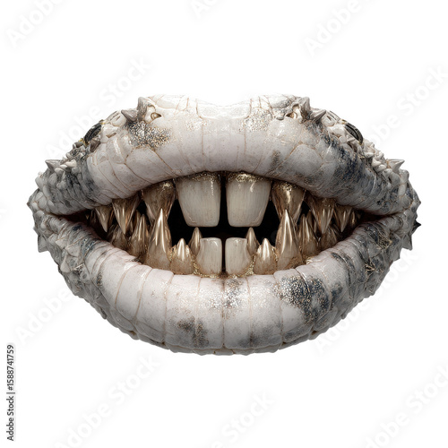 Crocodile Jaws: A raw and striking image highlighting the teeth and scales of a formidable crocodile mouth, showcasing nature's apex predator.