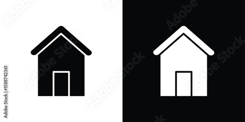 Chicken coop icon black flat pictogram. For graphic and web design.