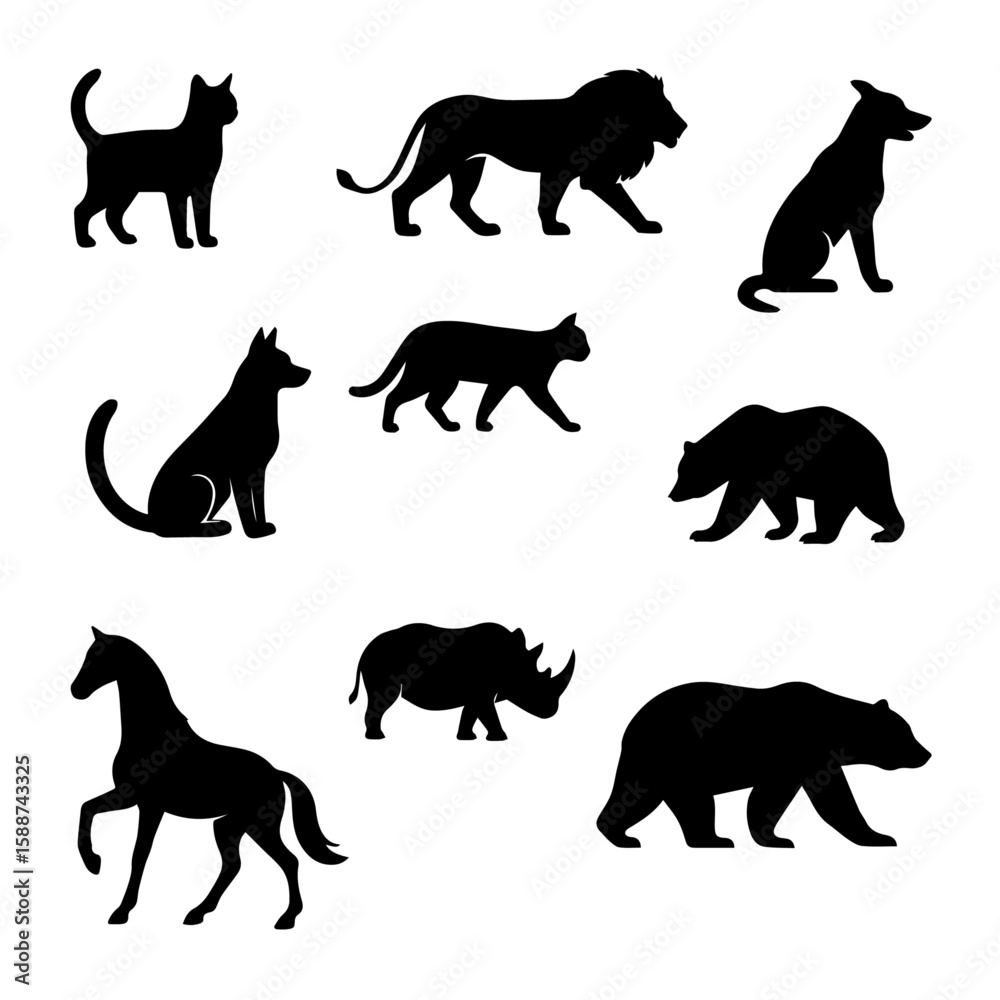 Fototapeta premium silhouettes of animals