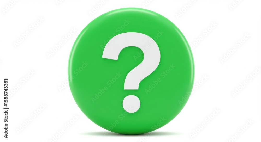 Green circle with white question mark symbol isolated on white background Green circle with white question mark symbol isolated on white background