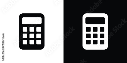 Calculator icon black flat pictogram. For graphic and web design.
