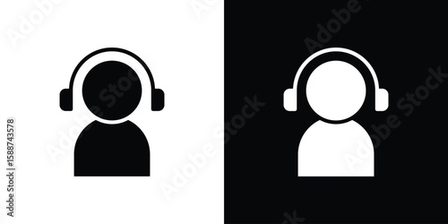 Callcenter icon black flat pictogram. For graphic and web design.