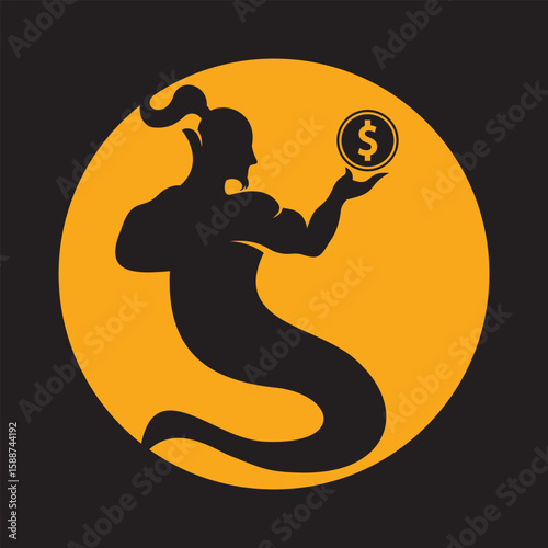 Genie Dollar Logo vector illustration. Genie-Inspired Financial Vector Design.