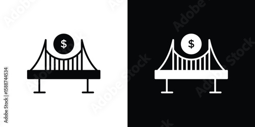 Bridging loan icon black flat pictogram. For graphic and web design.