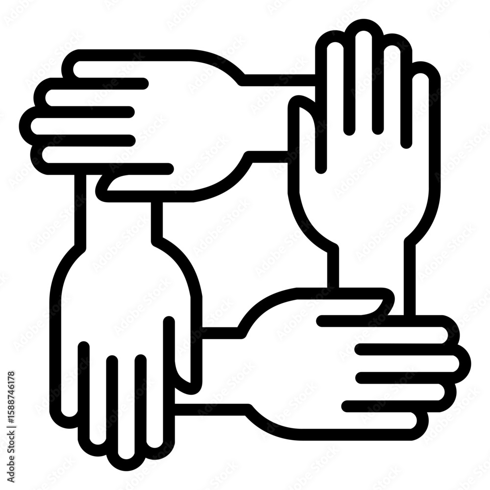 Fototapeta premium Team Building Icon Vector Illustration Line Version