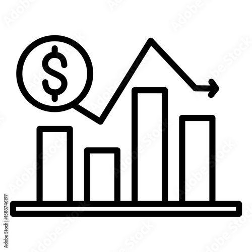 Stock Investment Icon Vector Illustration Line Version