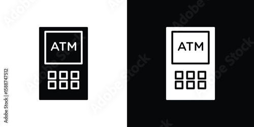 ATM machine icon black flat pictogram. For graphic and web design.