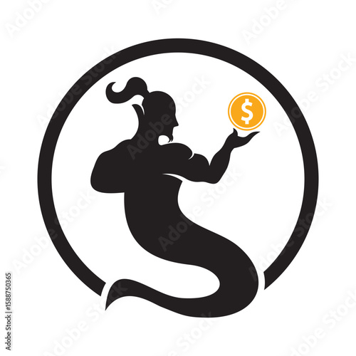 Genie Dollar Logo vector illustration. Genie-Inspired Financial Vector Design.