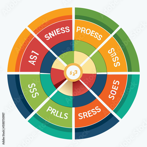 Abstract graphic representation of sales figures with different sections depicting sales target and progress tracking