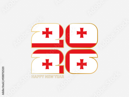 Abstract numbers 2026 with flag of Georgia.
