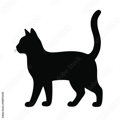 Cat Silhouette Walking in Profile View