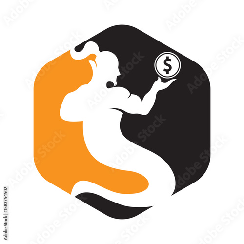 Genie Dollar Logo vector illustration. Genie-Inspired Financial Vector Design.