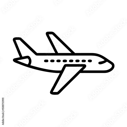 Airplane Outline Icon, Commercial Aircraft Vector Illustration