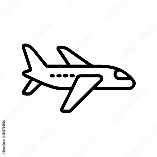 Airplane Outline Icon, Air Travel Aircraft Vector Illustration