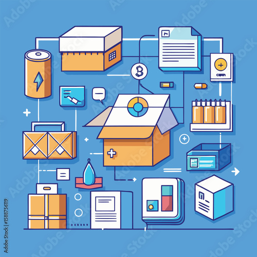 Conceptual illustration of step-by-step workflows symbolizing processes, data analysis, and organization for effective results.