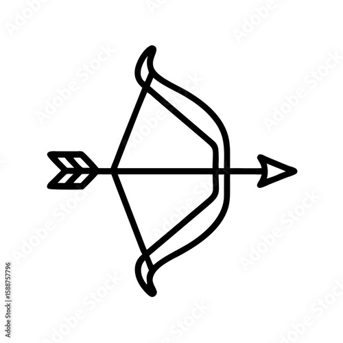 Archery Bow and Arrow Outline Icon, Sport Weapon Vector