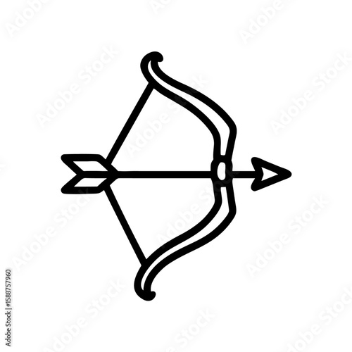 Bow and Arrow Outline Icon, Archery Weapon Vector Illustration
