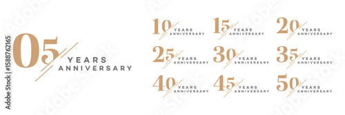 Anniversary Milestones 5, 10, 15, 20, 25, 30, 35, 40, 45, 50 Years
