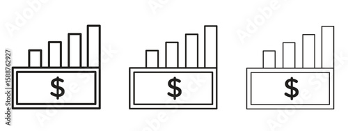 capital gain icon thin line symbol on white background, editable stroke vector illustration