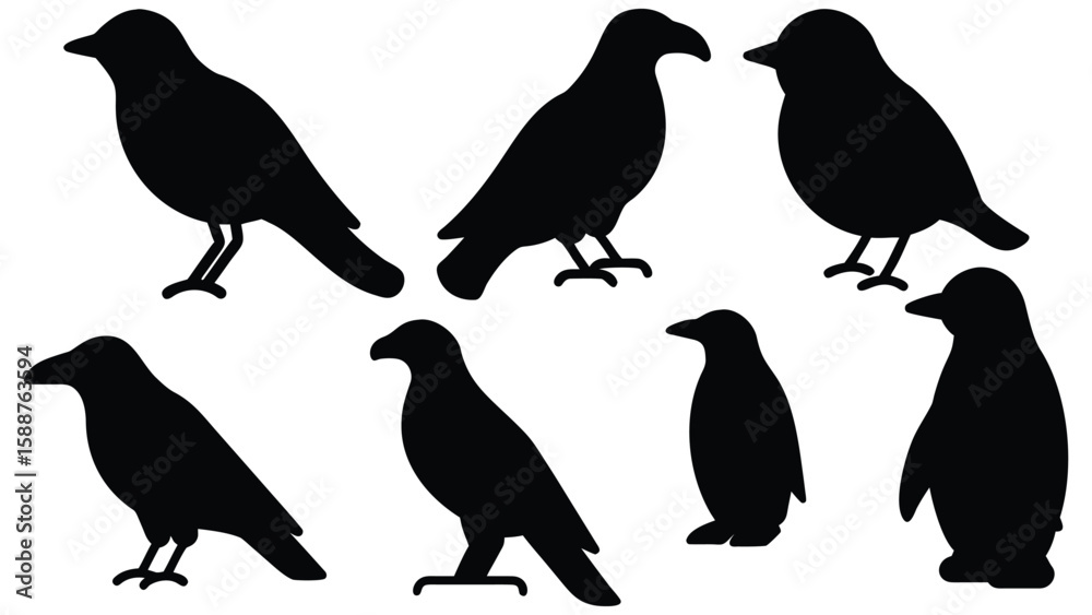 Naklejka premium set of silhouettes of birds