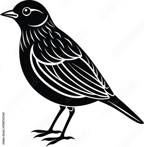 minimalist single lark bird silhouette design.