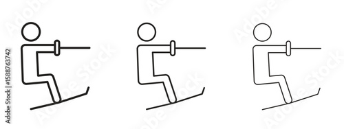 Wakeboarding icon thin line symbol on white background, editable stroke vector illustration