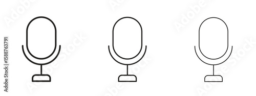 Voice recognition icon thin line symbol on white background, editable stroke vector illustration