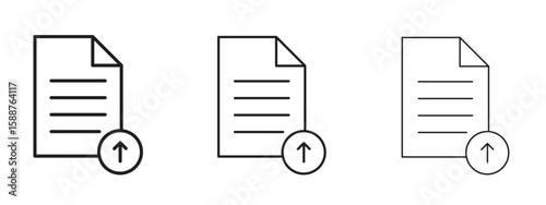Upload file icon thin line symbol on white background, editable stroke vector illustration