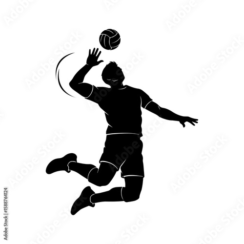 Volleyball player smashing silhouette vector illustration