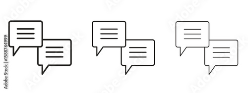 Text chat icon thin line symbol on white background, editable stroke vector illustration