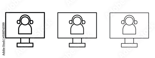 Tech support icon thin line symbol on white background, editable stroke vector illustration