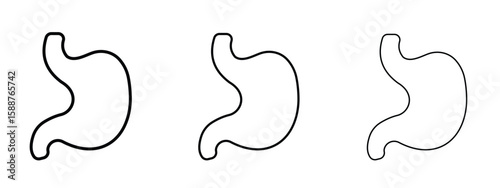 Stomach with Liquids icon thin line symbol on white background, editable stroke vector illustration