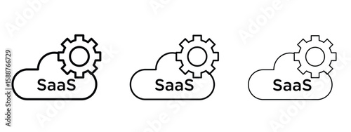 SaaS icon thin line symbol on white background, editable stroke vector illustration