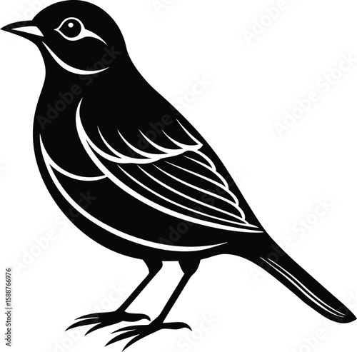 single lark bird silhouette icon vector.