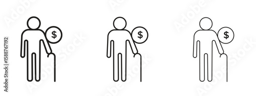 Retirement icon thin line symbol on white background, editable stroke vector illustration